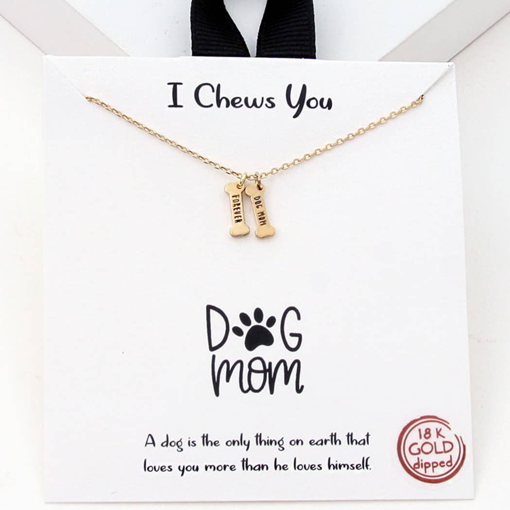 Gold-Dipped Bone Dog Mom Necklace