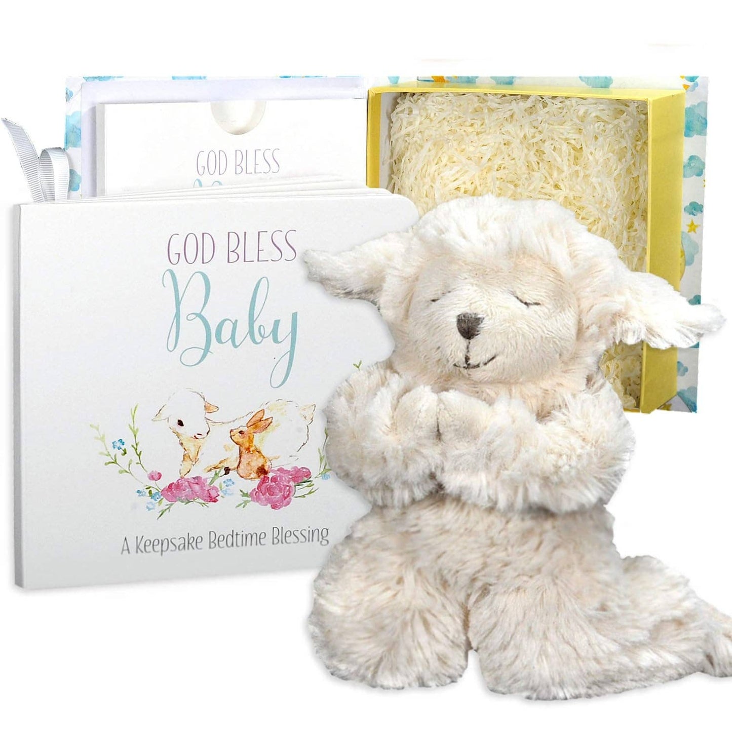 God Bless Baby Gift Set Praying Lamb and Book