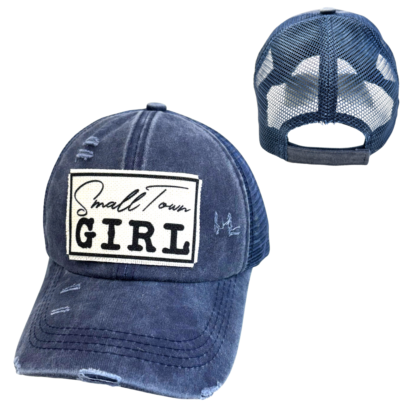 dkhandmade - SMALL TOWN GIRL BALL CAP | WOMAN'S HAT | DISTRESSED