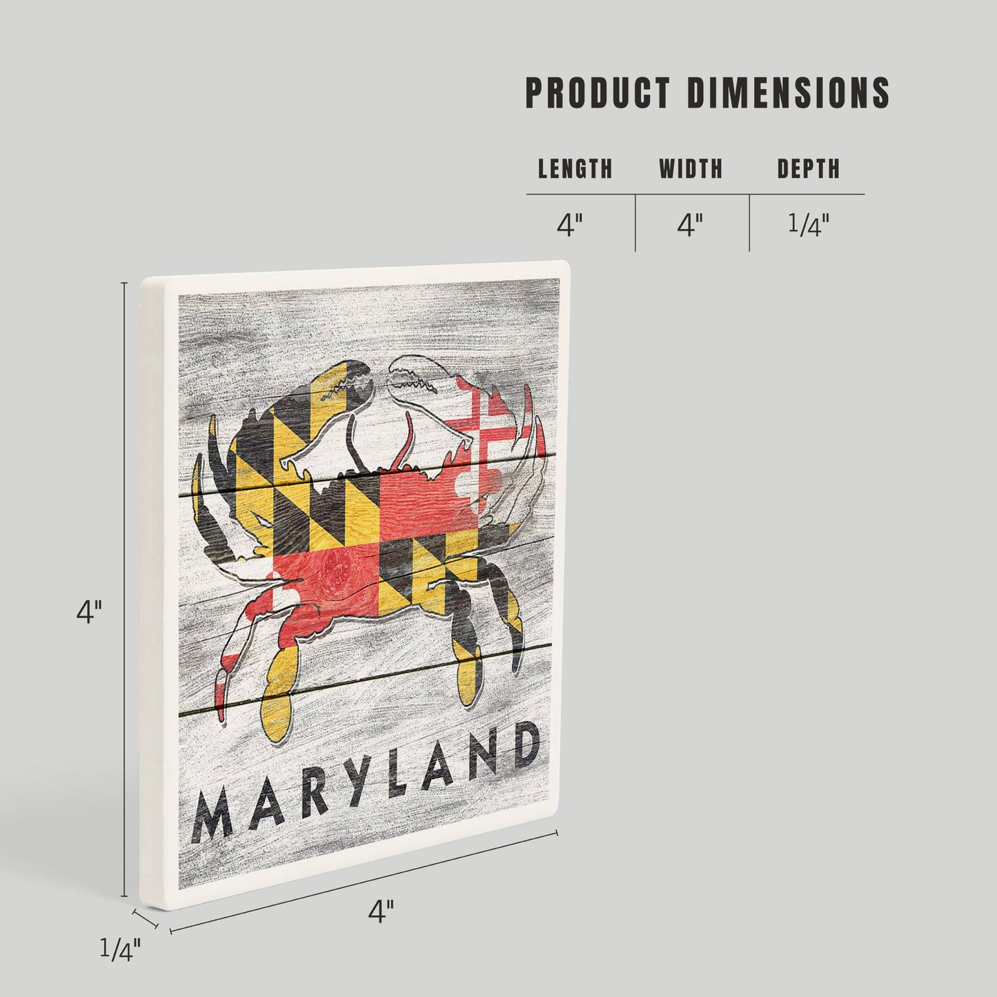 Lantern Press - CERAMIC COASTER Maryland, Rustic State Flag Crab