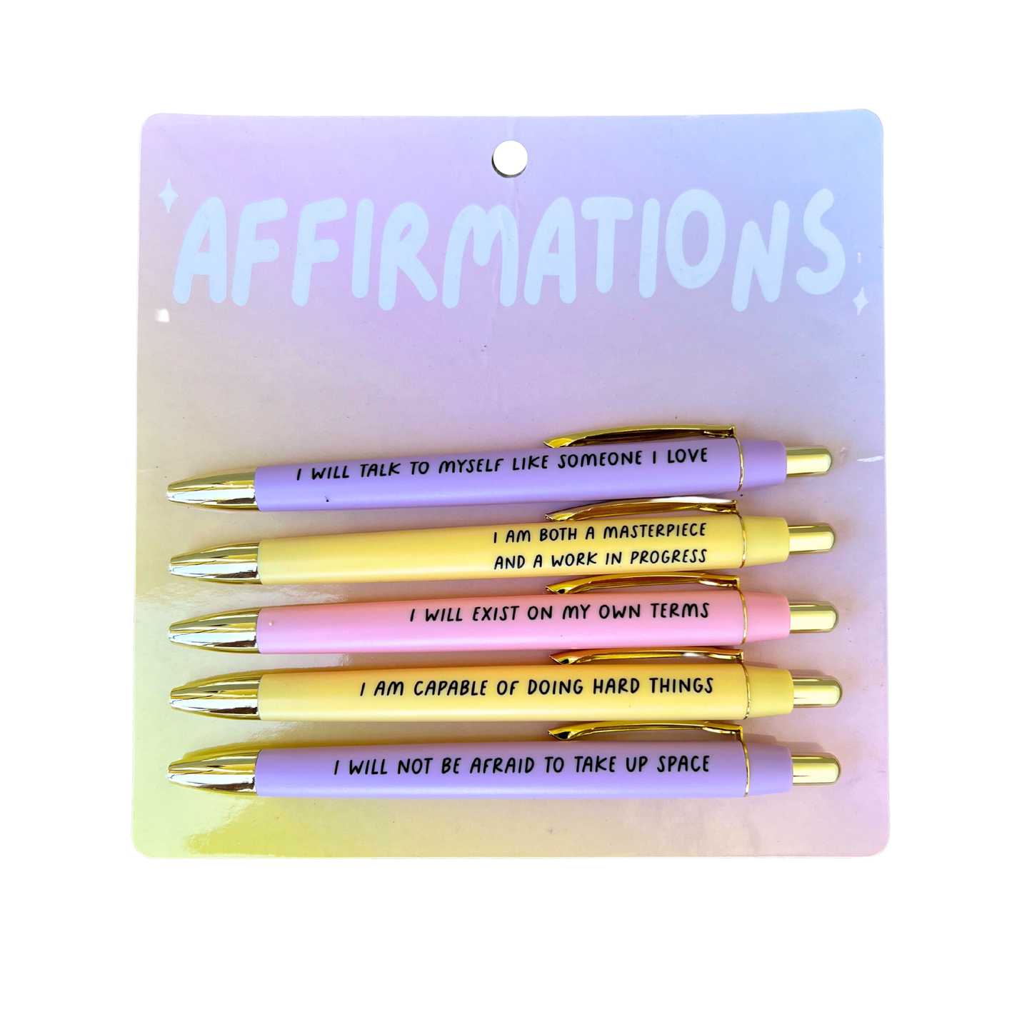 FUN CLUB - Affirmations Pen Set (self love, mindfulness, gifts, pens, mother's day gifts, pens, stationery)