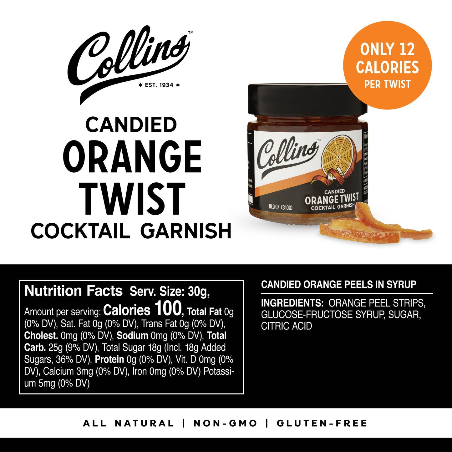 Candied Orange Peel Twist Cocktail Garnish