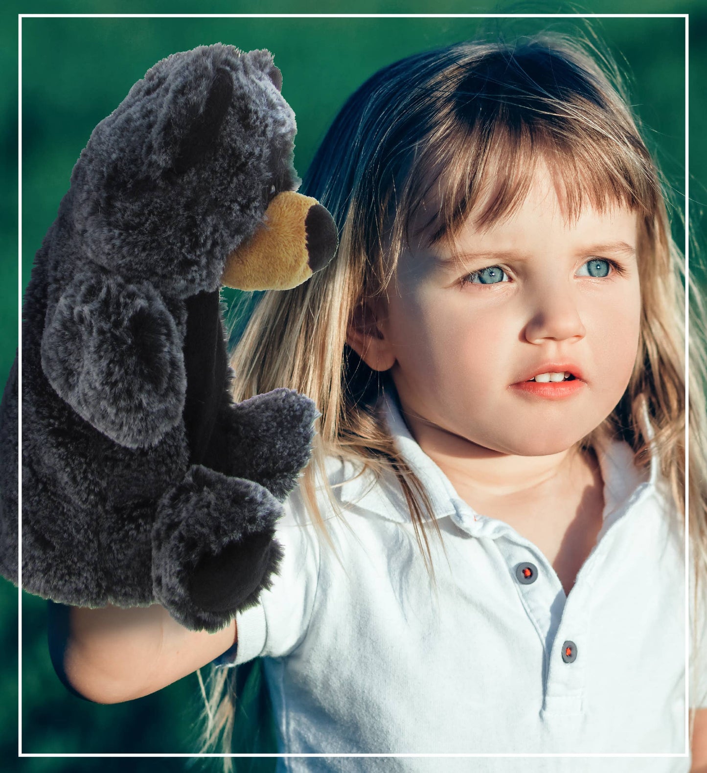 Soft Plush Hand Puppet - Black Bear