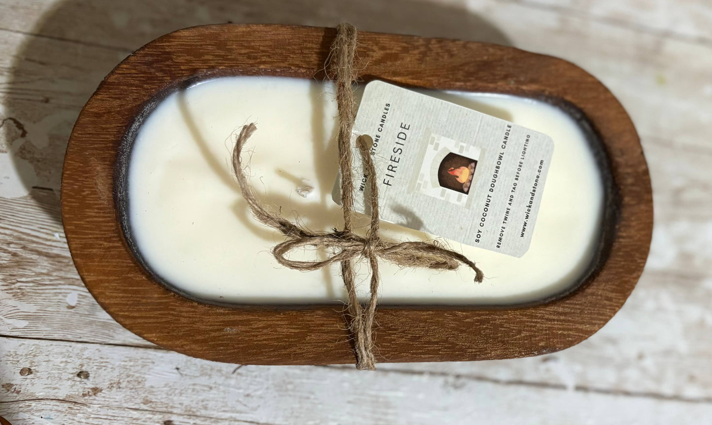 Wick and Stone Candles - Fireside 14 oz Triple Wick Dough Bowl Candle