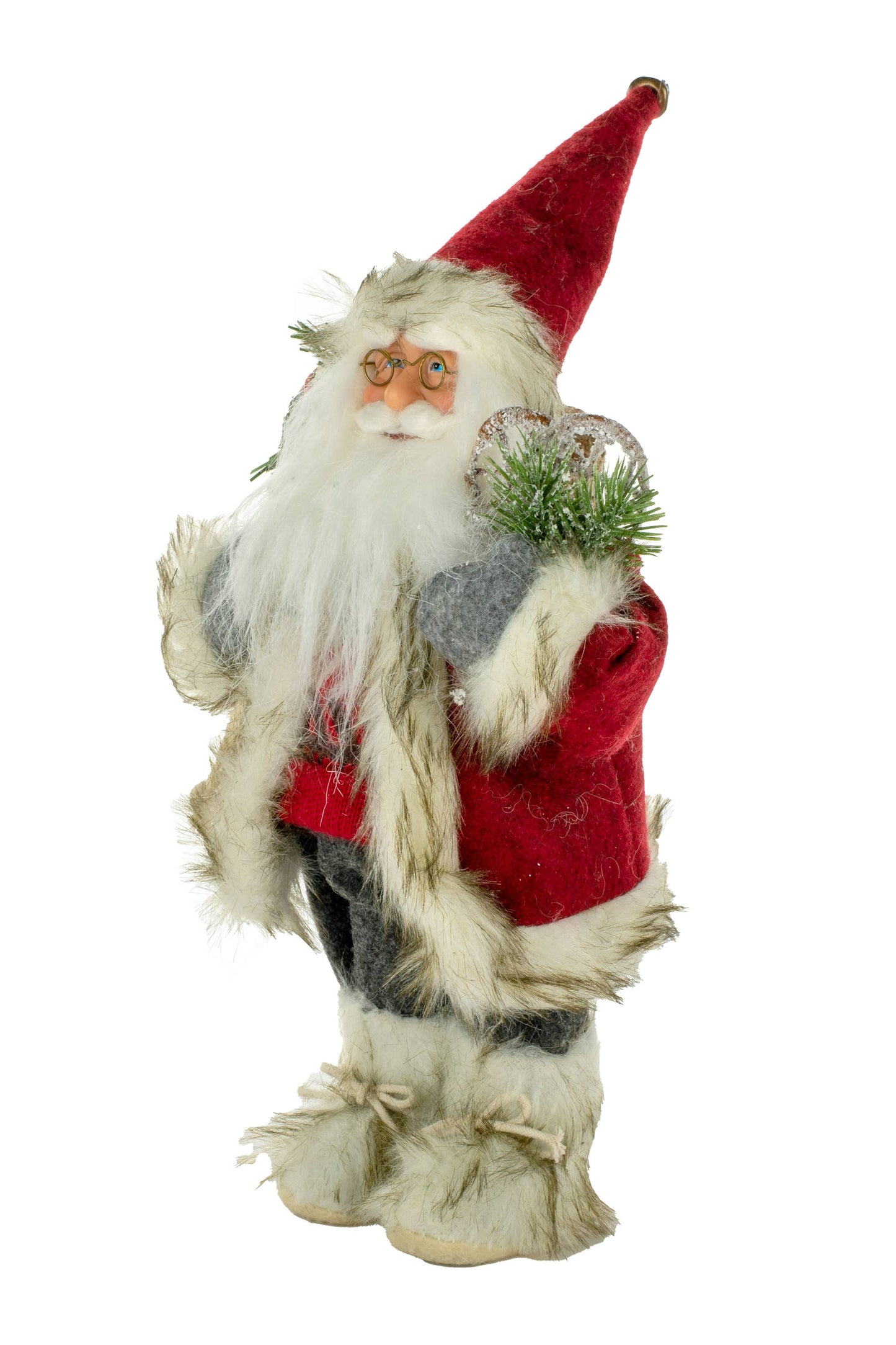 Starlight Collection - Red Santa Figurine with Fur Coat