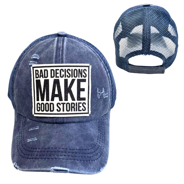 dkhandmade - BAD DECISIONS MAKE GOOD STORIES | UNISEX HAT | DISTRESSED