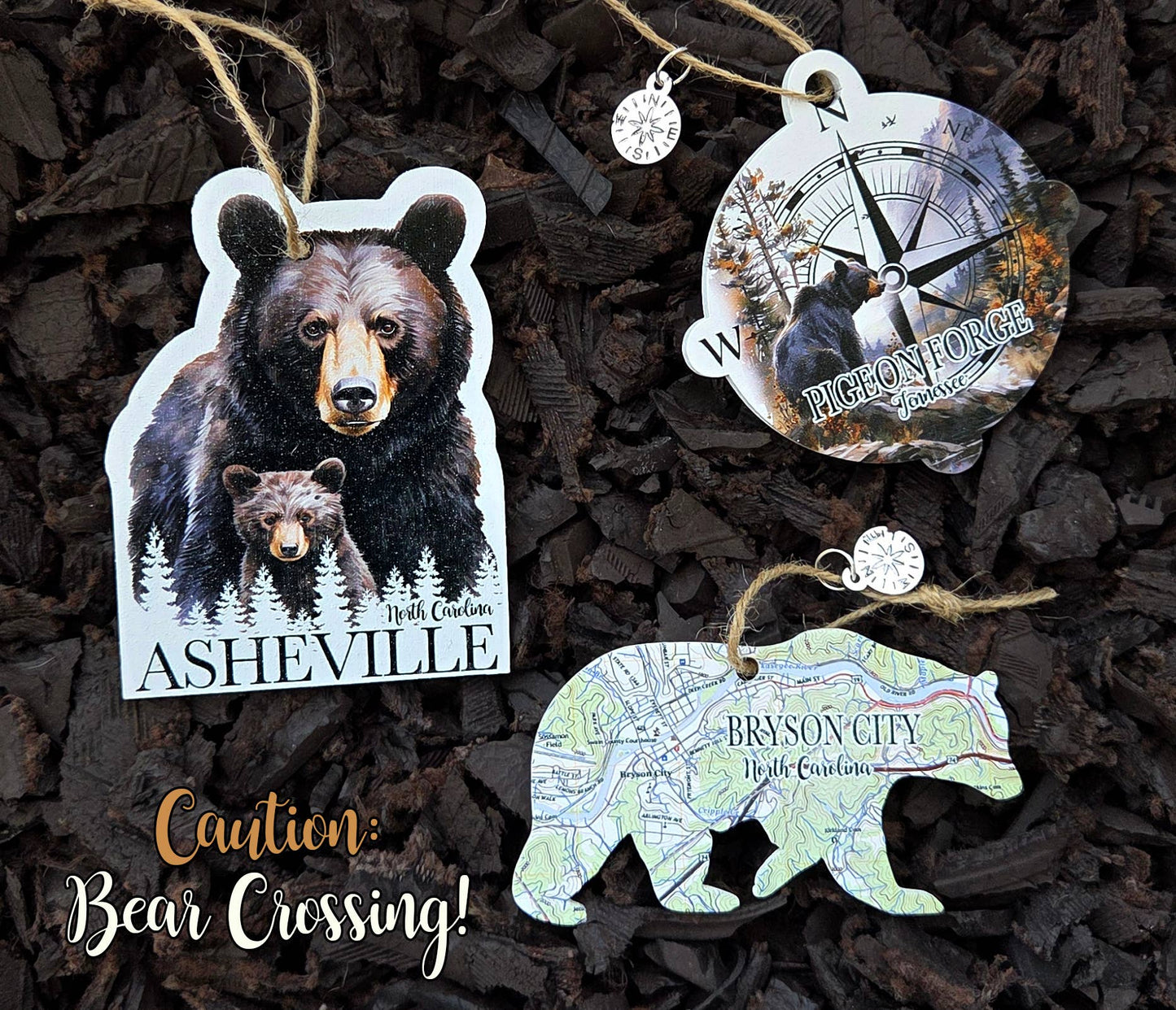 Mama & Cub WOOD MAP Ornament