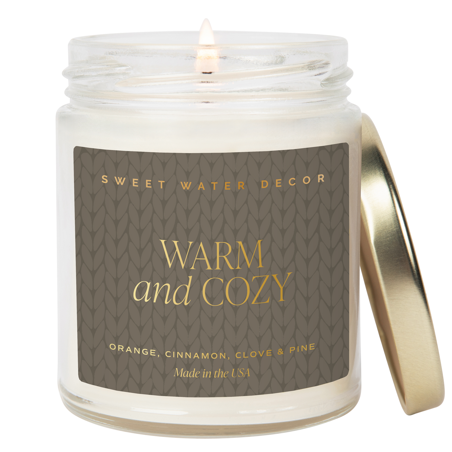 Warm and Cozy 9 oz Soy Candle (Gold Foil) - Fall Home Decor