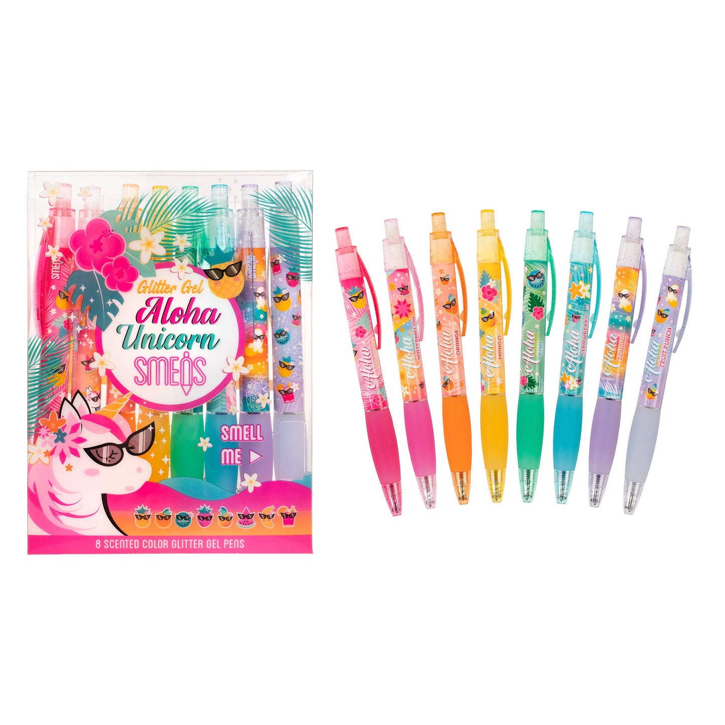 Scentco, Inc - Smens - Aloha Unicorn - Scented Glitter Gel Pens - 8 Count