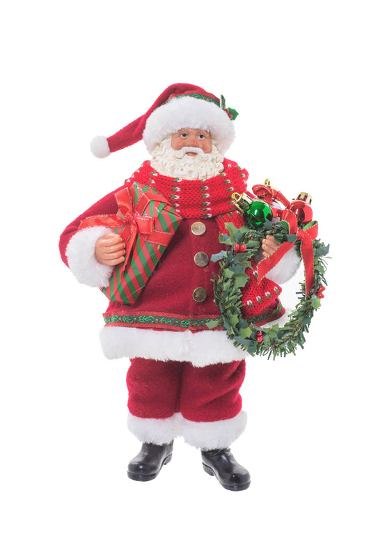 Santa Figurine holding Wreath