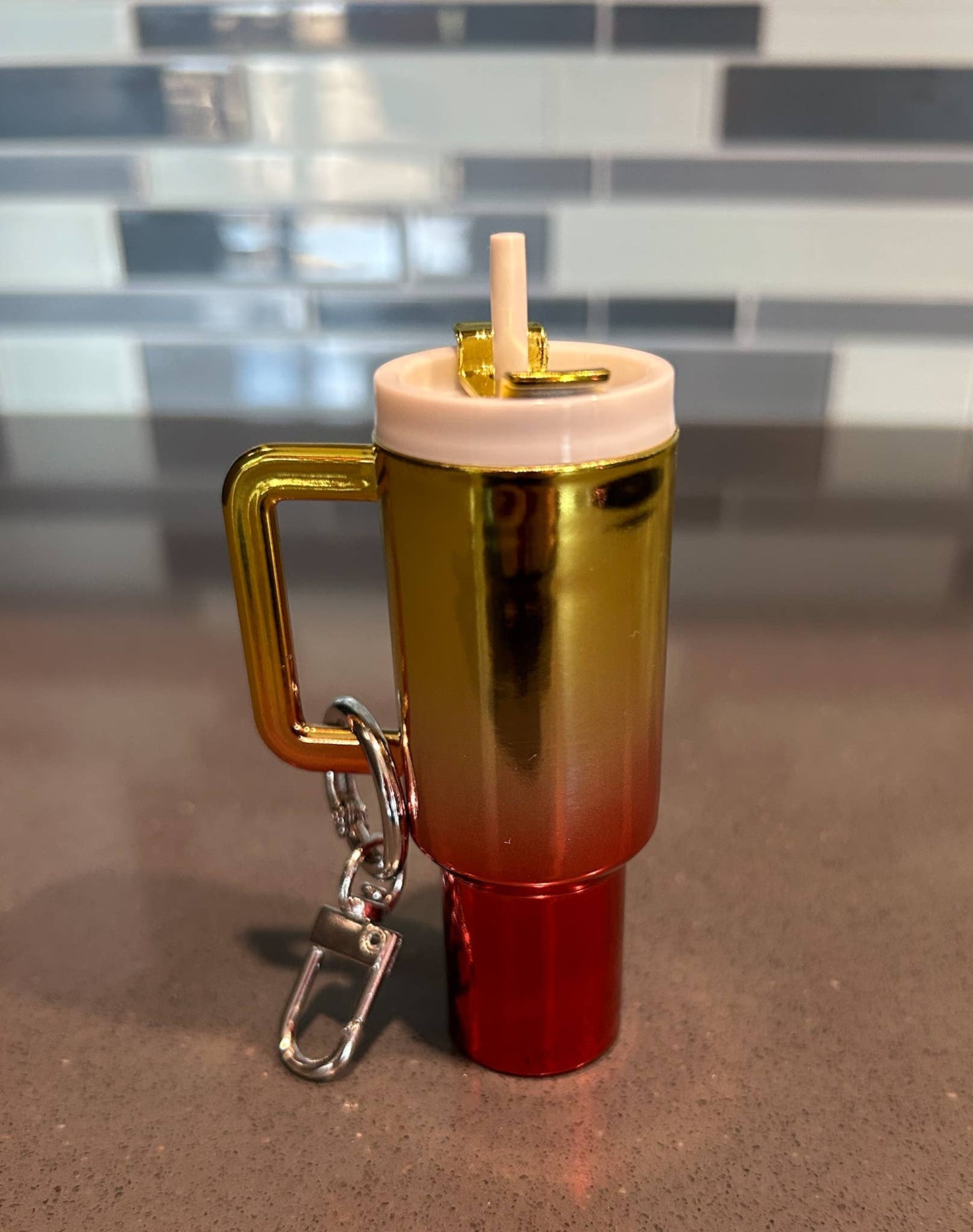 Chrome Ombre Plastic Tumbler Keychain