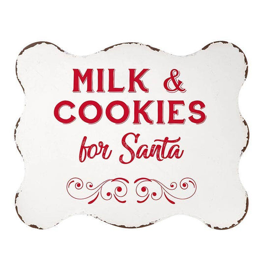 Metal Sign - Milk & Cookies for Santa