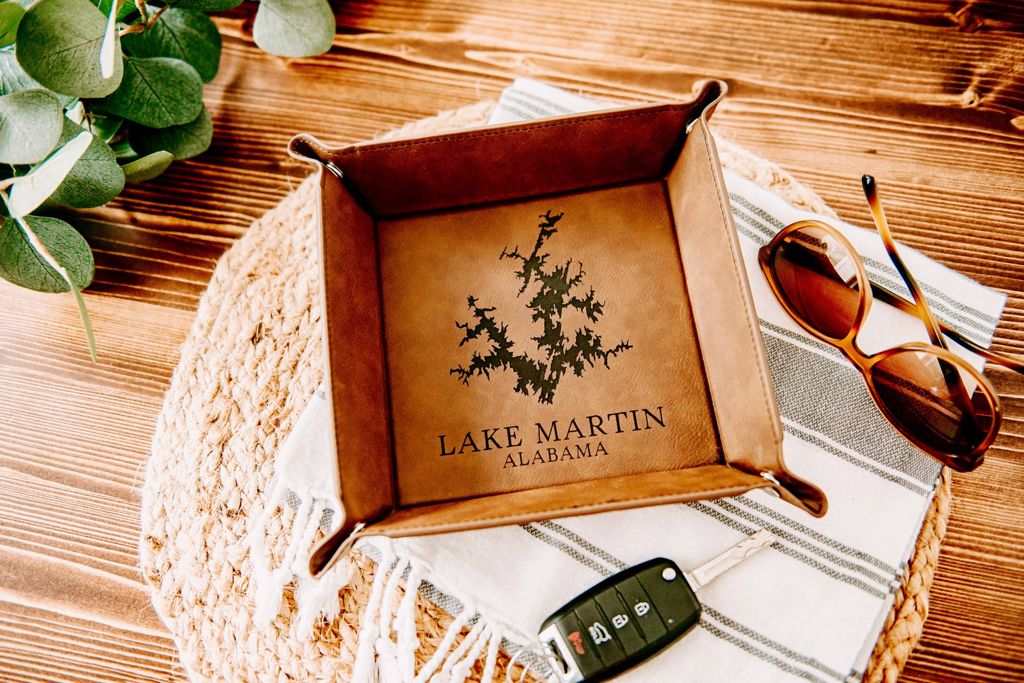 DCL Lake Map Engraved Leatherette Valet Tray