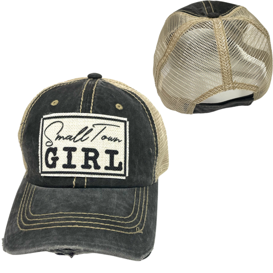 dkhandmade - SMALL TOWN GIRL BALL CAP | WOMAN'S HAT | DISTRESSED
