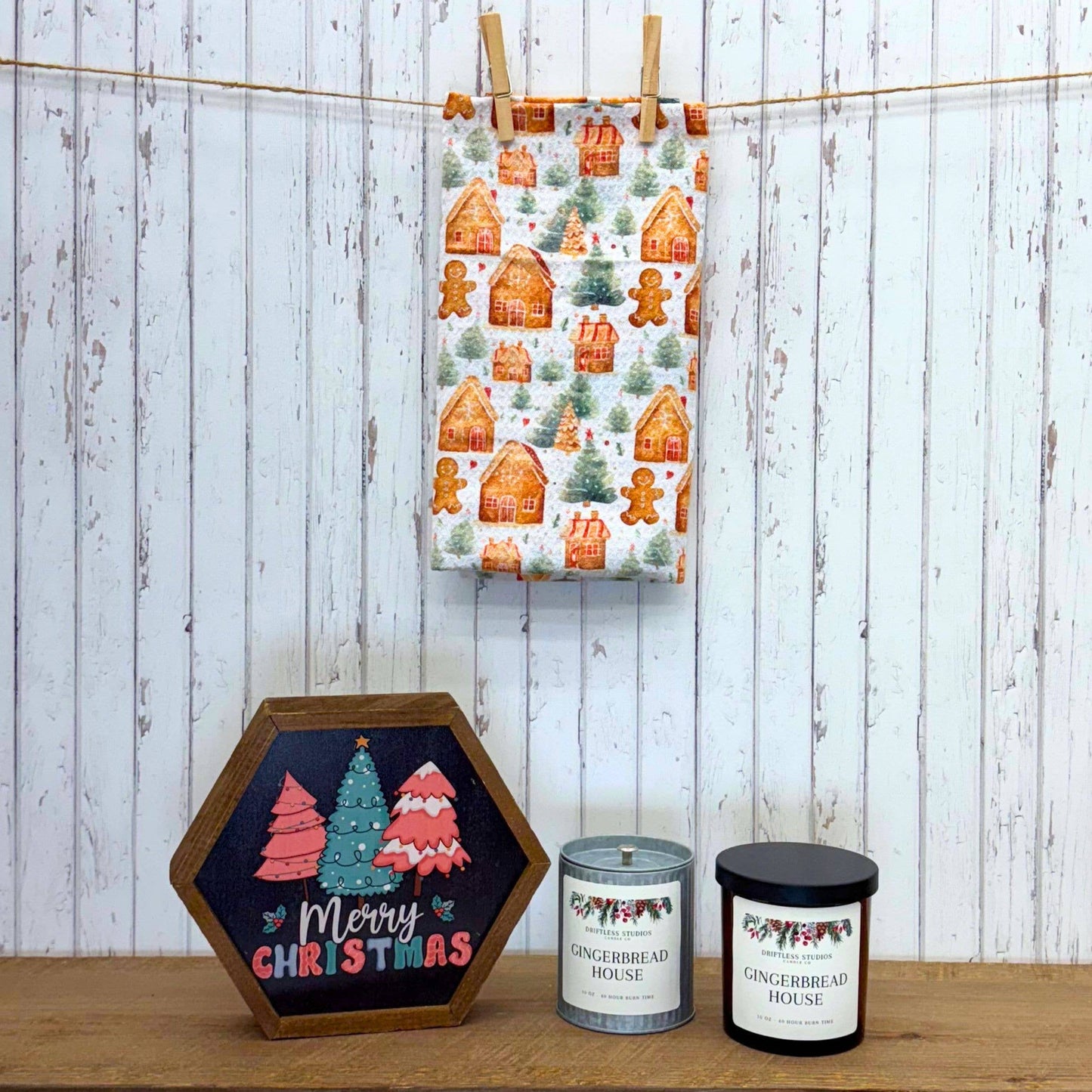 Gingerbread House Christmas Garland Candles