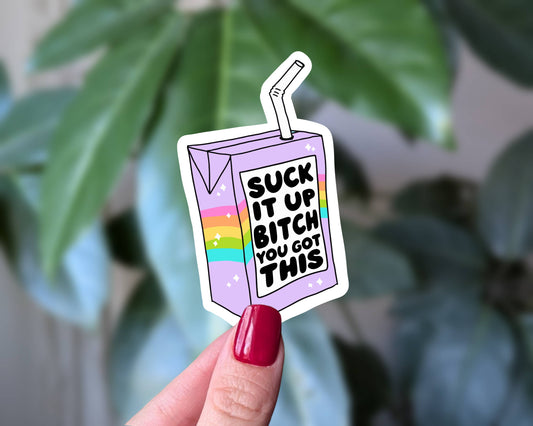 Suck It Up Bitch Juice Box Vinyl Sticker