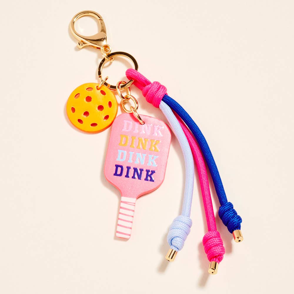 Pickleball Paddle Ball Charm Keychain