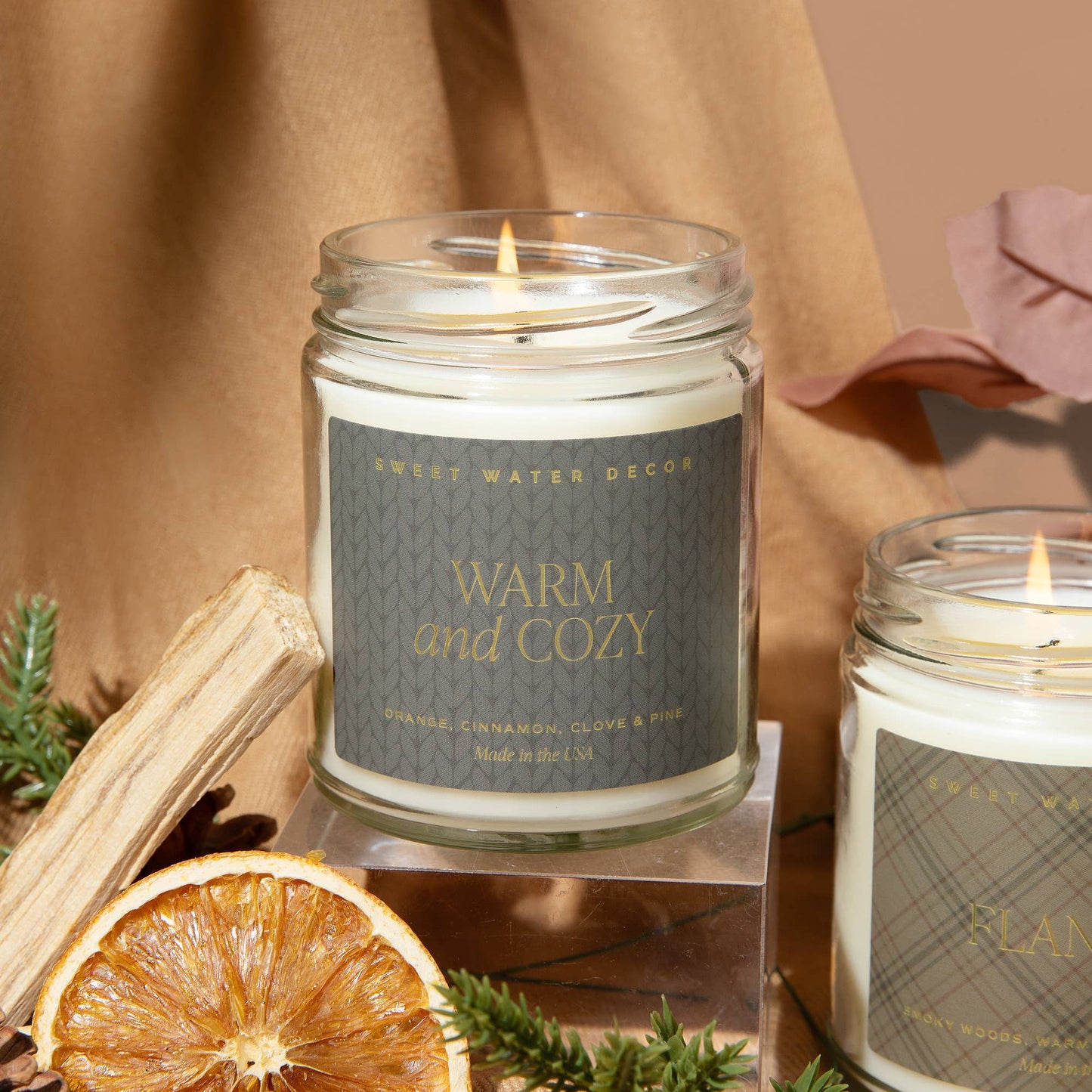 Warm and Cozy 9 oz Soy Candle (Gold Foil) - Fall Home Decor