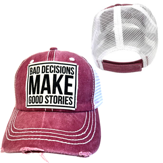 dkhandmade - BAD DECISIONS MAKE GOOD STORIES | UNISEX HAT | DISTRESSED