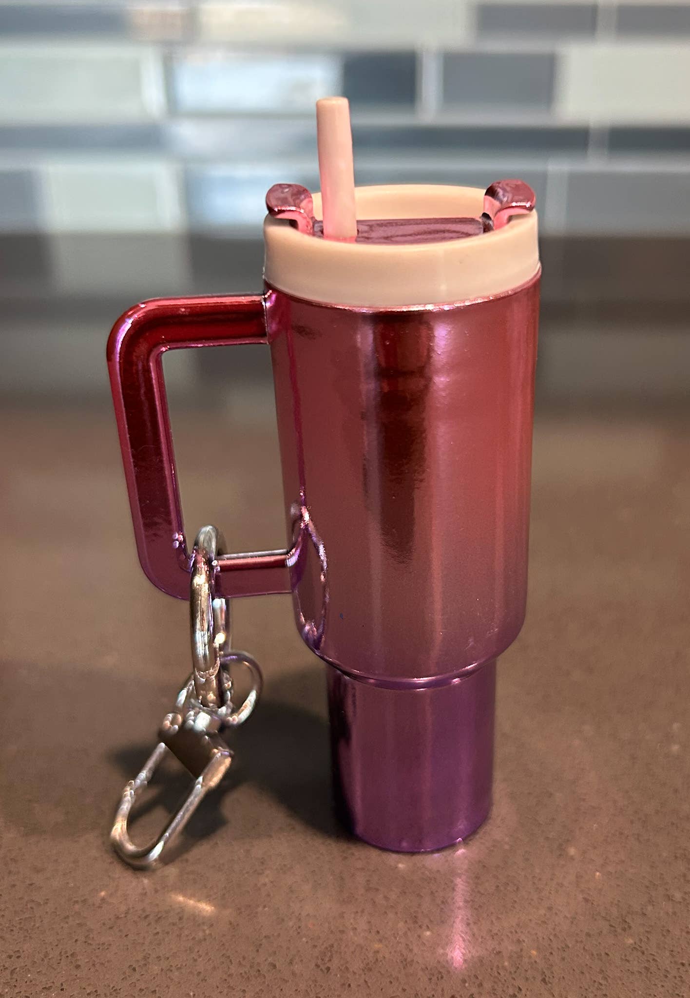 Chrome Ombre Plastic Tumbler Keychain