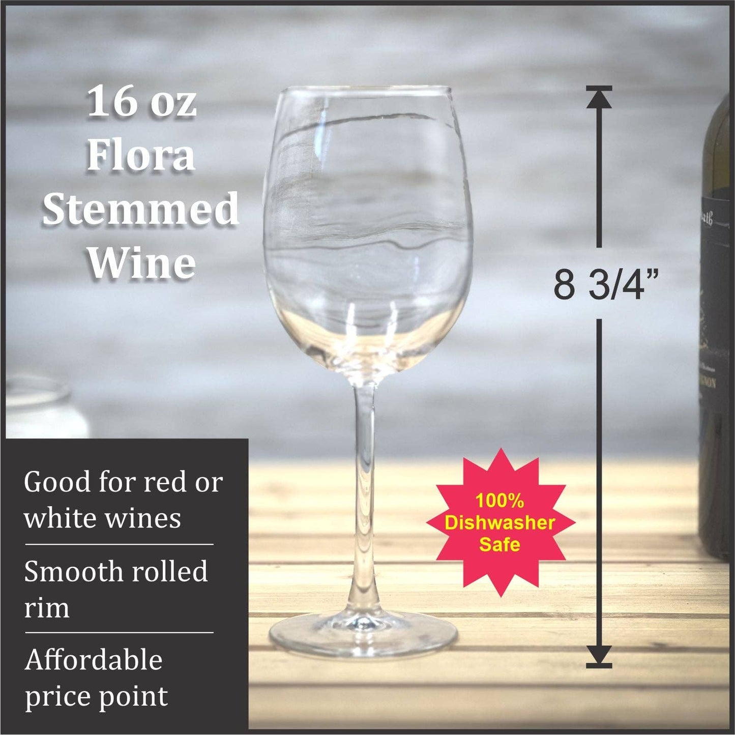 Deep Creek Lake 16 oz Flora Stemmed Wine Glass