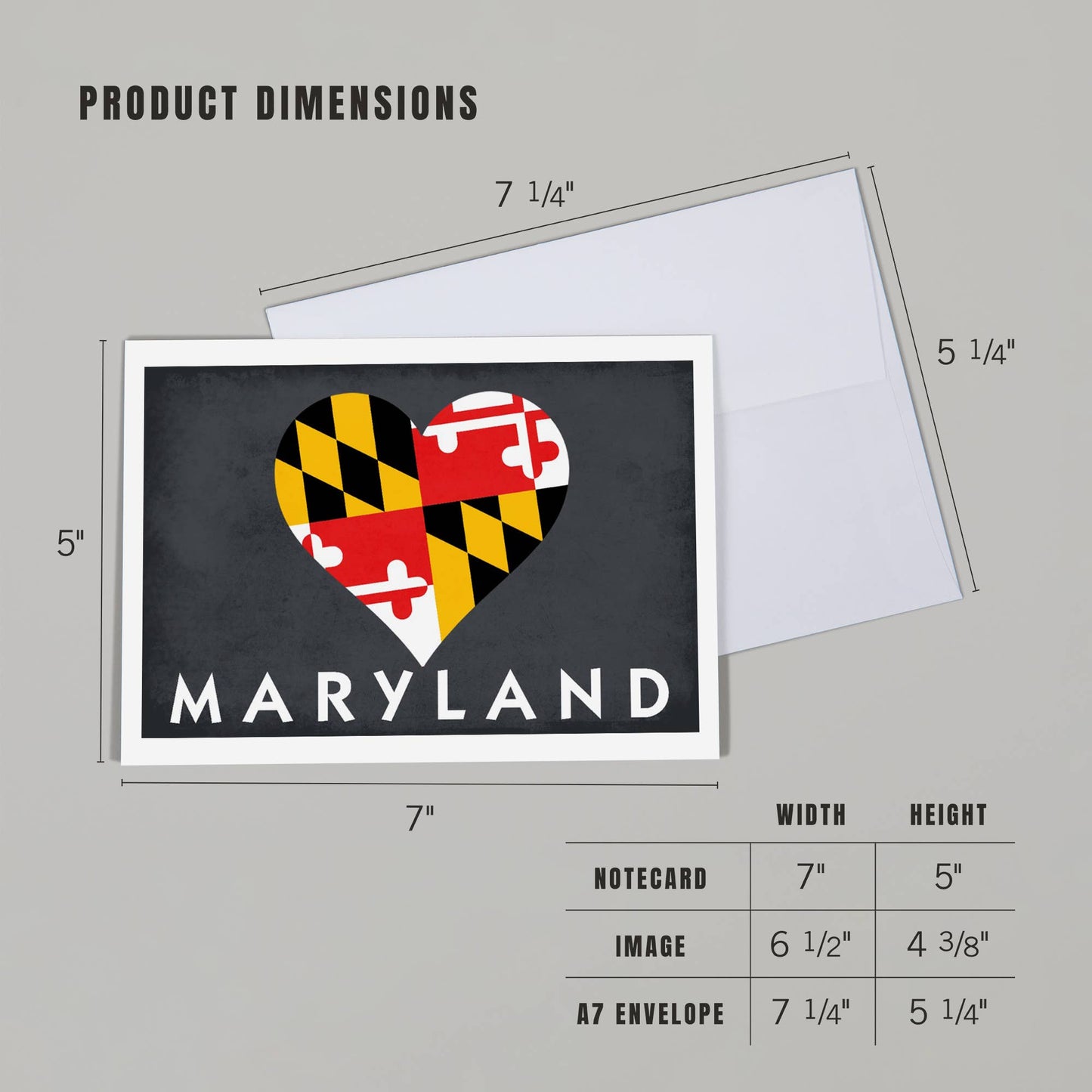 Lantern Press - GREETING CARD Maryland, Heart Flag