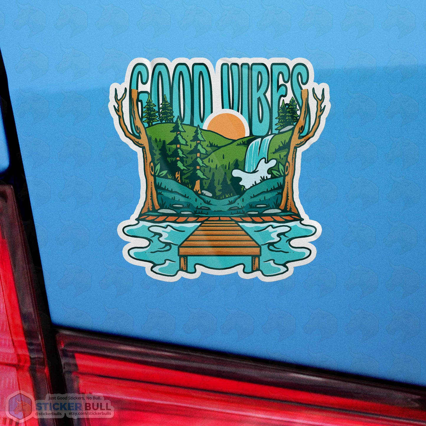 Good Vibes Nature Sticker, Vinyl Weather Proof Bumper Sticker, Car Decal, Water Bottle Sticker