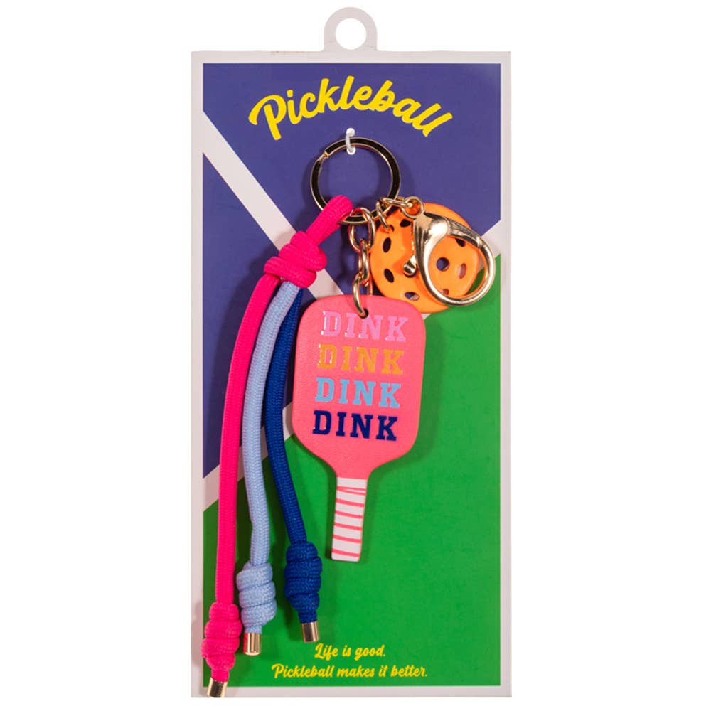 Pickleball Paddle Ball Charm Keychain