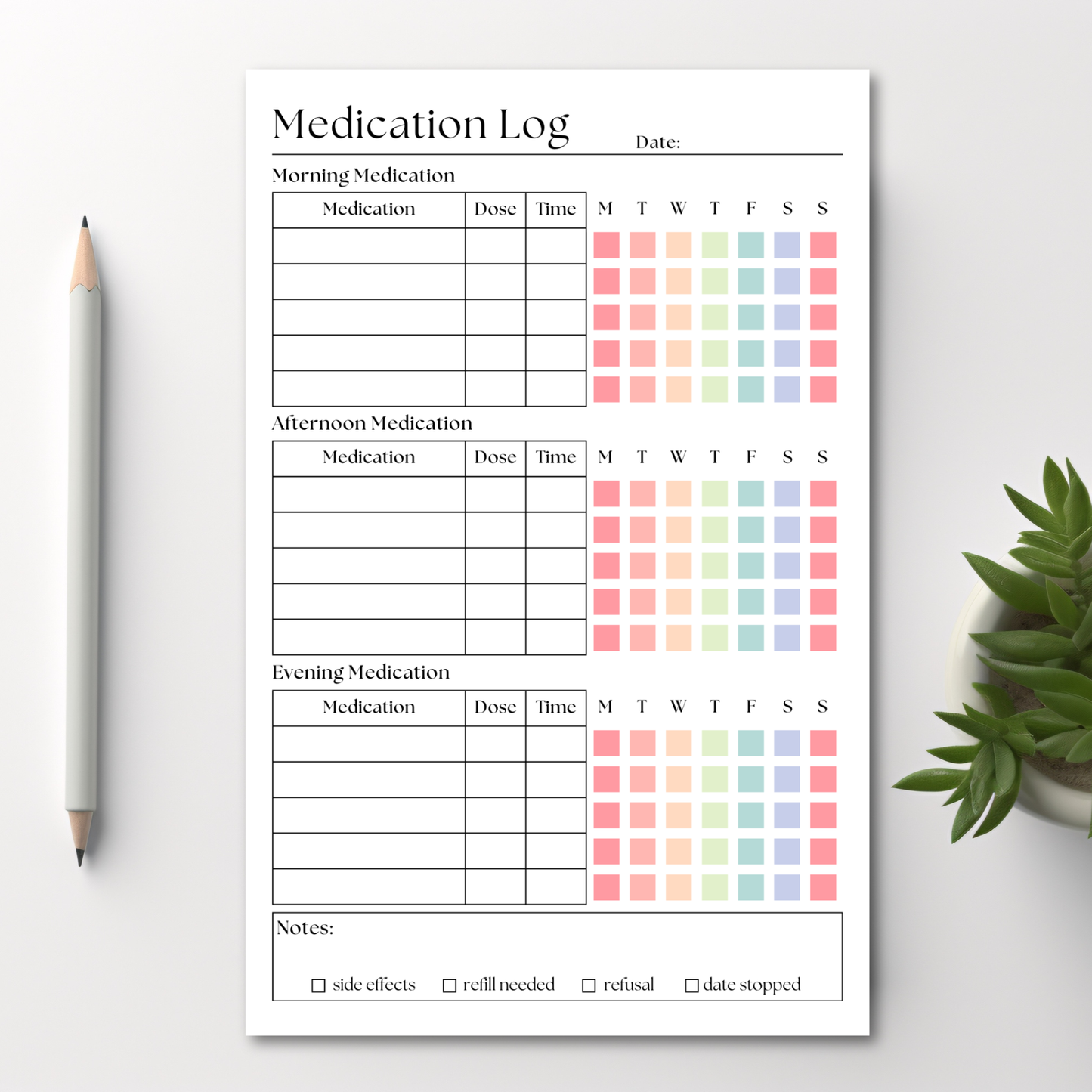 Medication and Vitamin Log