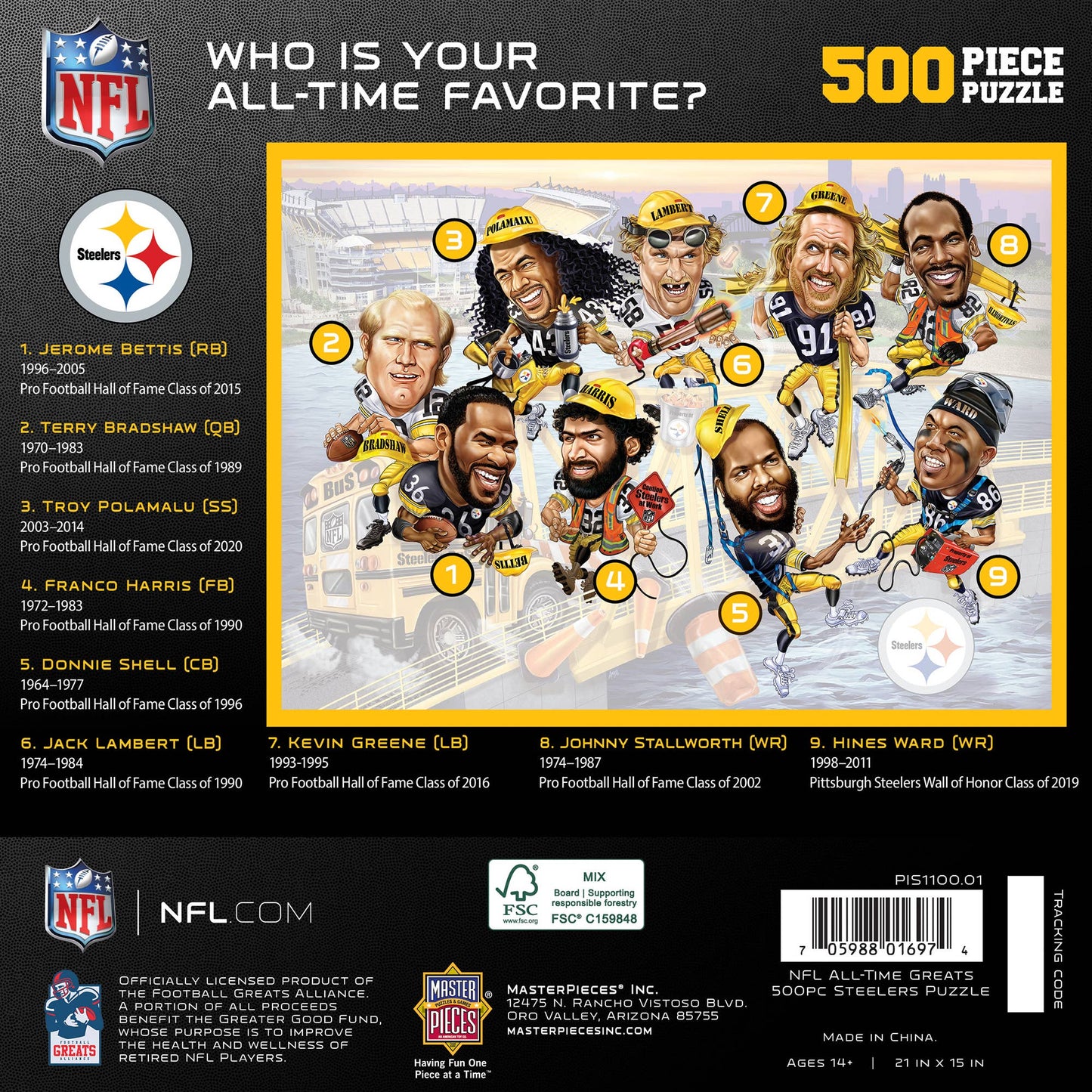 Pittsburgh Steelers - All Time Greats 500 Piece Puzzle