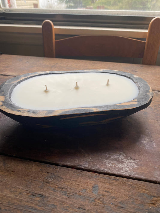 Rustic Black Dough Bowl Candle