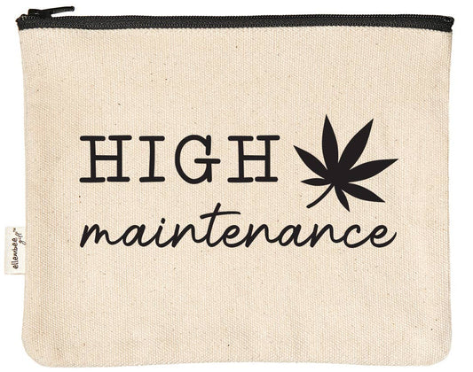 High maintenance funny printed weed pouch with pot leaf