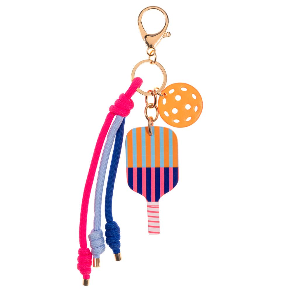 Pickleball Paddle Ball Charm Keychain
