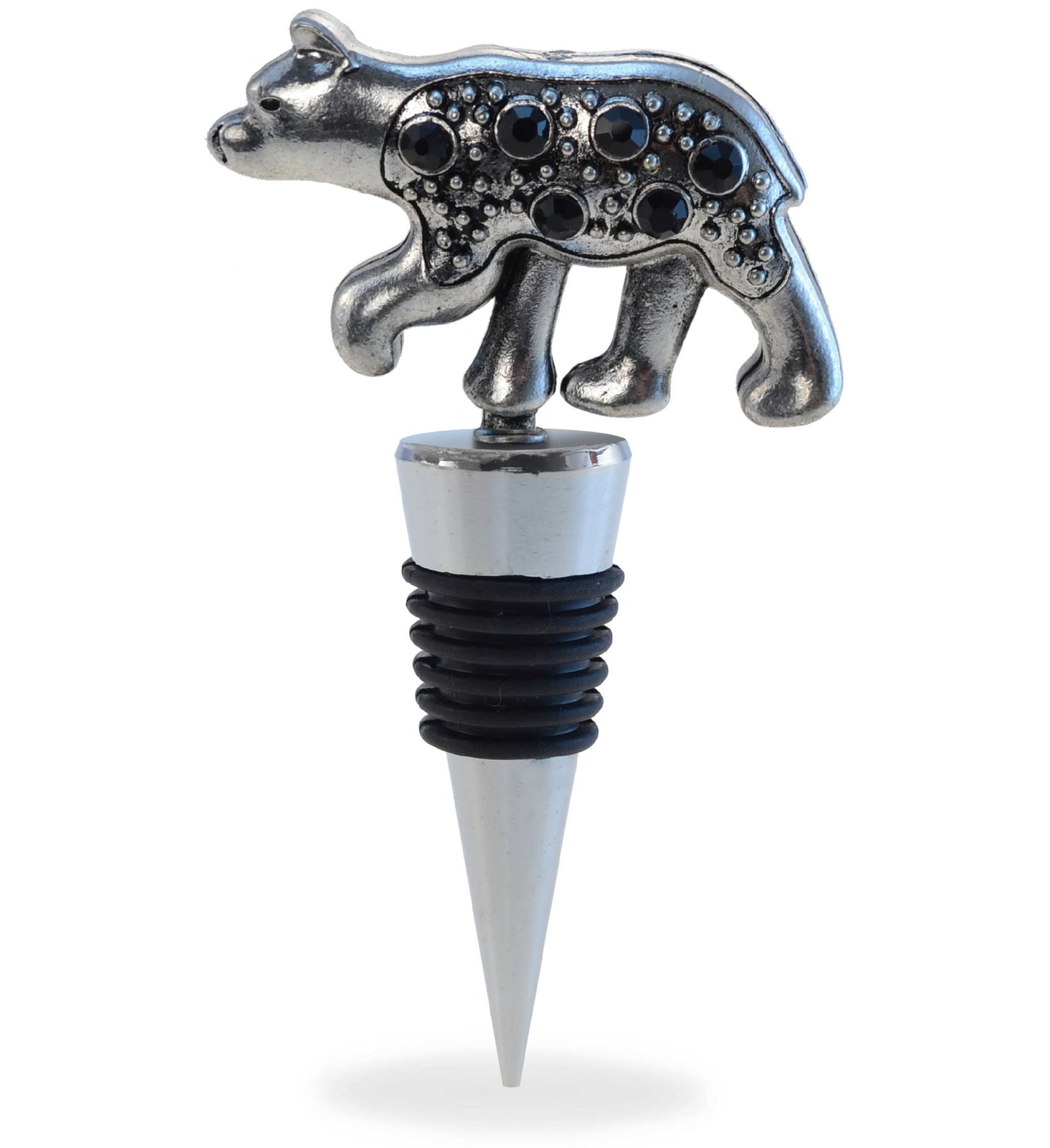 Wine Stopper - Metal Black Bear
