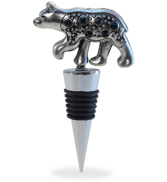 Wine Stopper - Metal Black Bear
