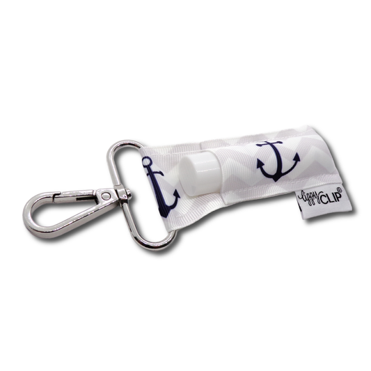 LippyClip Lip Balm Holder: Navy Anchors LippyClip