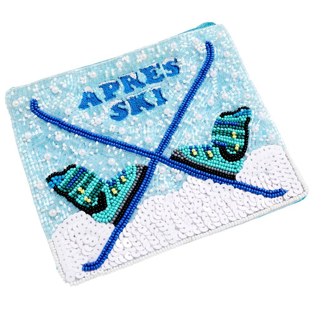 Apres Ski Seed Beaded Mini Pouch Bag