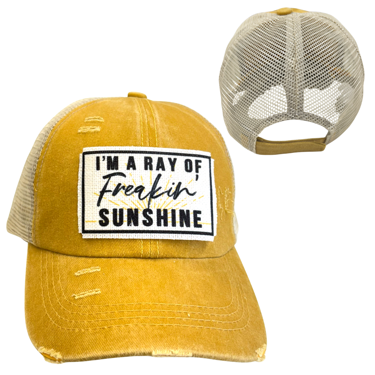 dkhandmade - I'M A RAY OF FREAKIN' SUNSHINE | UNISEX HAT | DISTRESSED