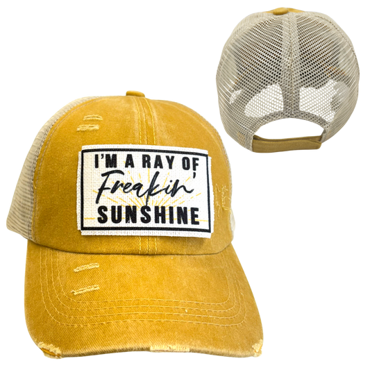 dkhandmade - I'M A RAY OF FREAKIN' SUNSHINE | UNISEX HAT | DISTRESSED
