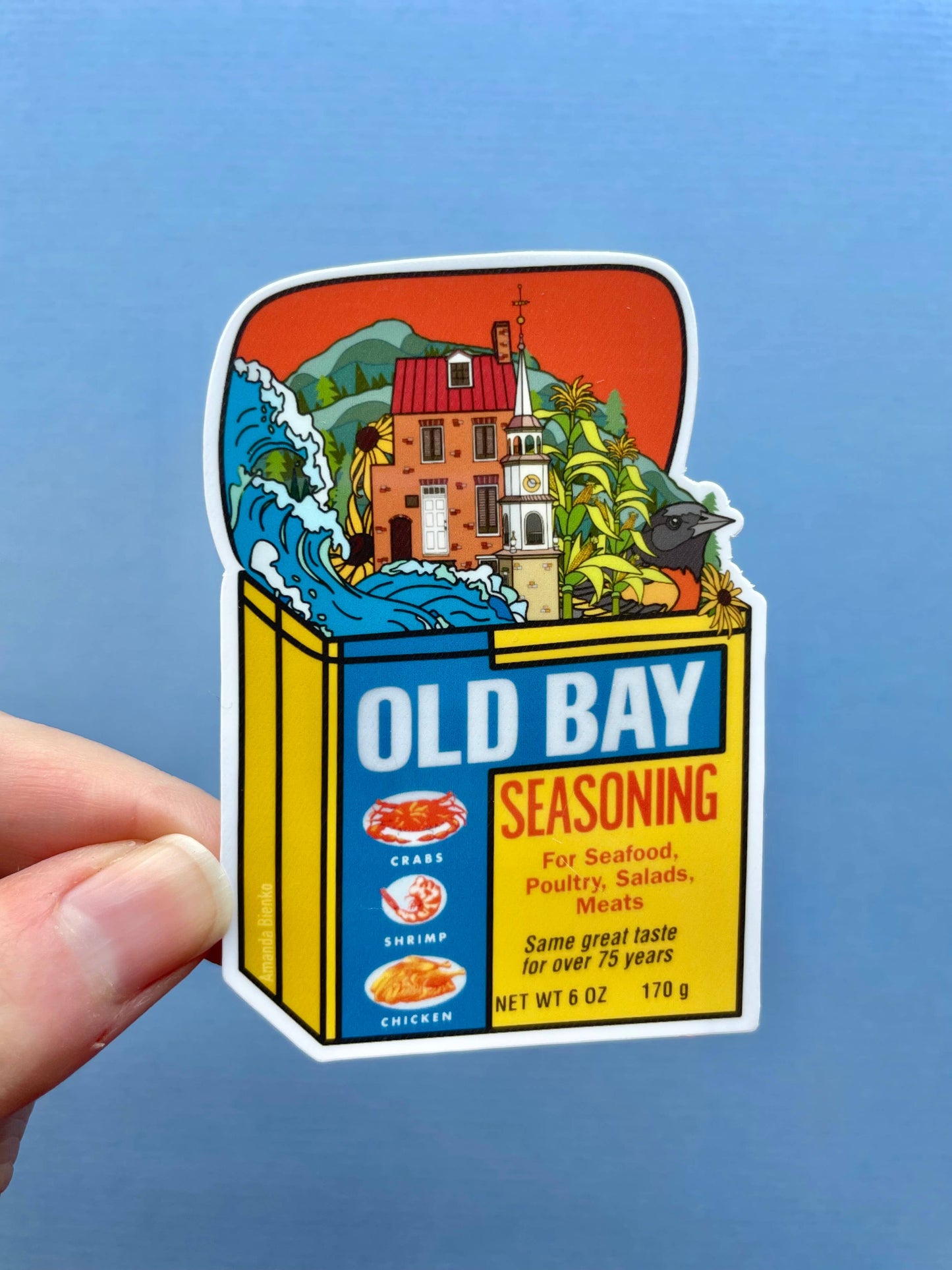 A.J.B- art goodies - Maryland Pride Old Bay Baltimore  Sticker/Magnet