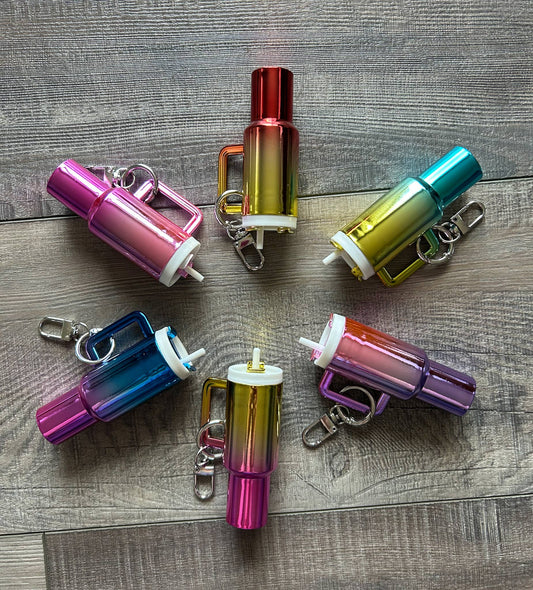 Chrome Ombre Plastic Tumbler Keychain