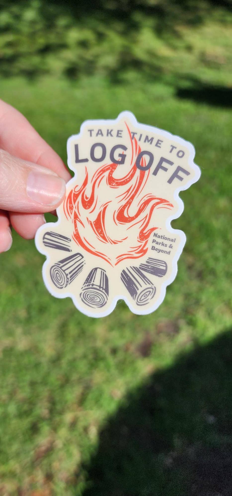 National Parks and Beyond - Take Time To Log Off Camping Sticker