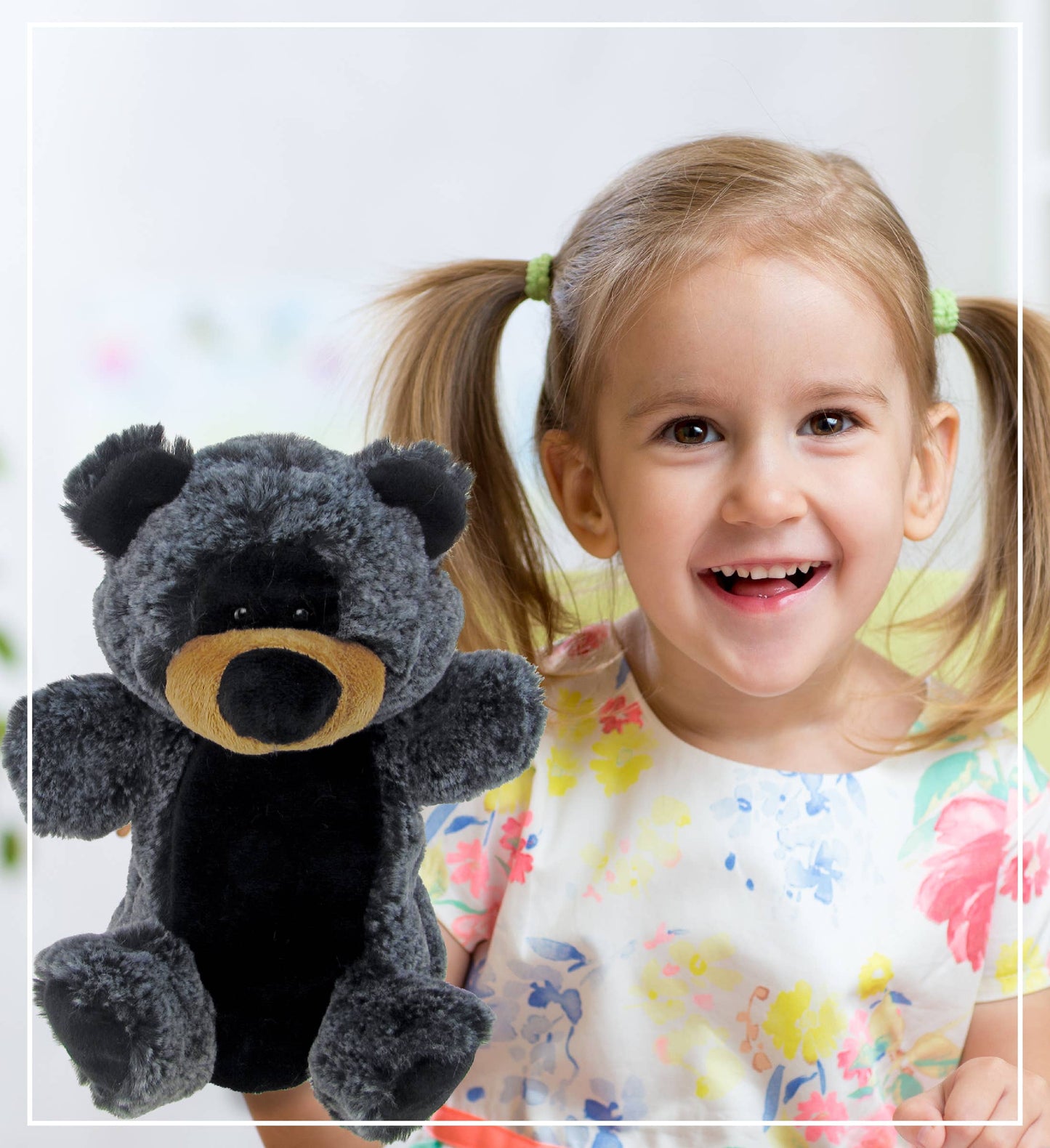 Soft Plush Hand Puppet - Black Bear