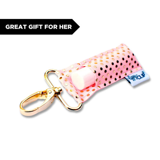 Gold Dots on Light Pink LippyClip