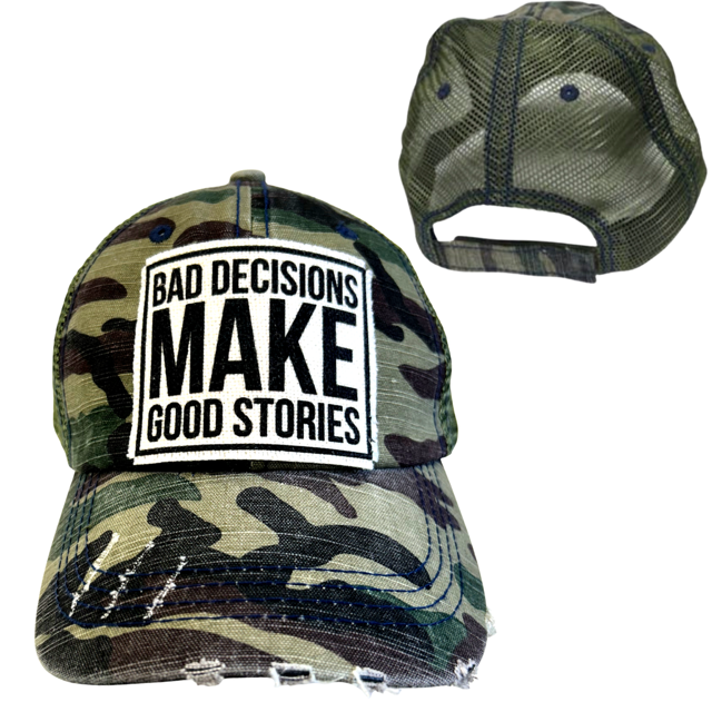 dkhandmade - BAD DECISIONS MAKE GOOD STORIES | UNISEX HAT | DISTRESSED