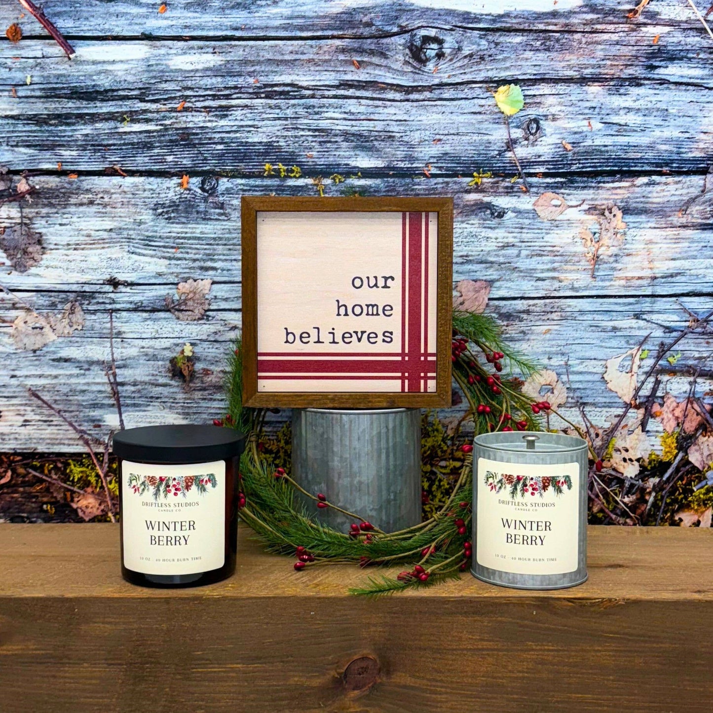 Winter Berry Christmas Farmhouse Candle
