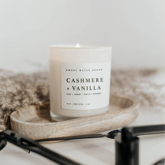Sweet Water Decor - Cashmere and Vanilla 11 oz Soy Candle - Home Decor & Gifts