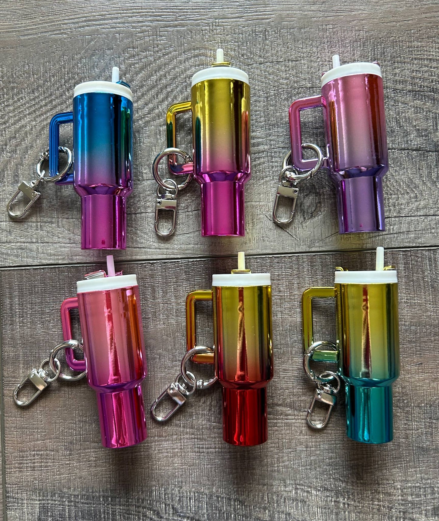 Chrome Ombre Plastic Tumbler Keychain