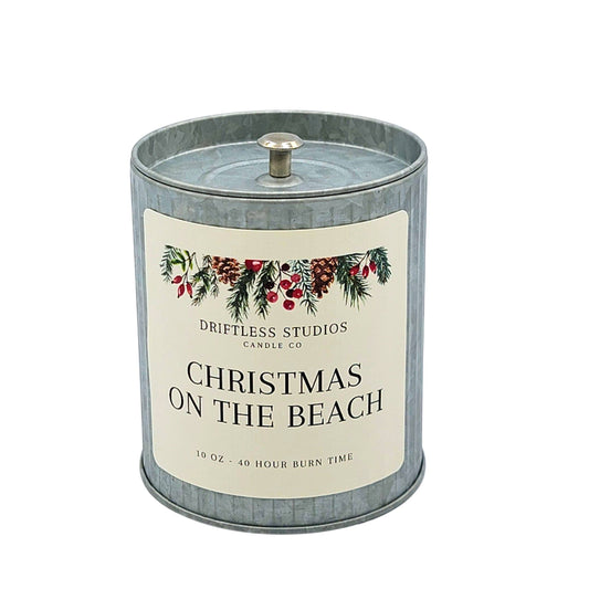 Christmas On The Beach Tin Christmas Farmhouse Candles