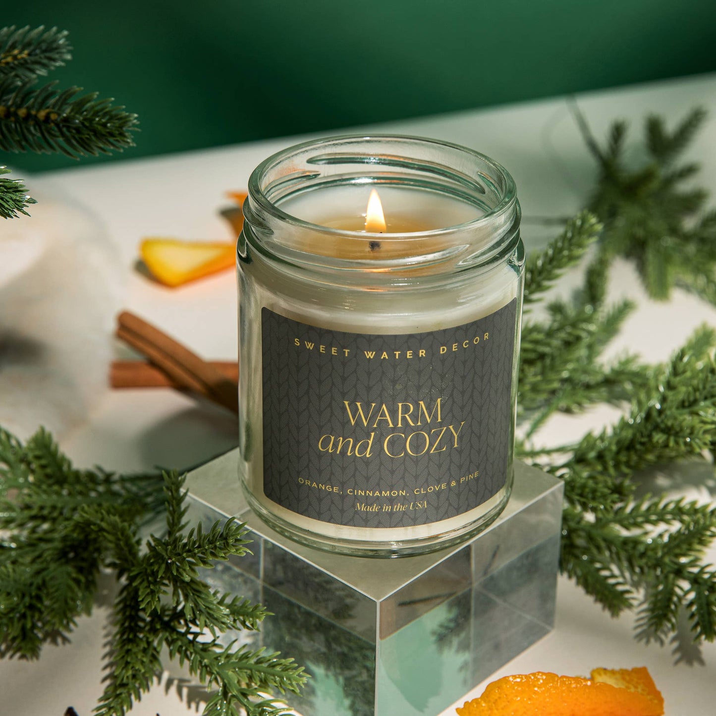 Warm and Cozy 9 oz Soy Candle (Gold Foil) - Fall Home Decor